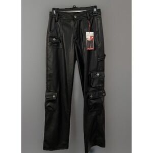 New Hot Kiss Faux Leather Black Pants Cargo Tactical‎ Gothic SIZE 5 Pockets